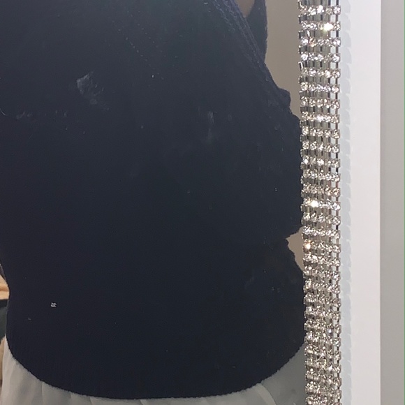 navy blue knit sweater w white undershirt detail - Picture 5 of 5